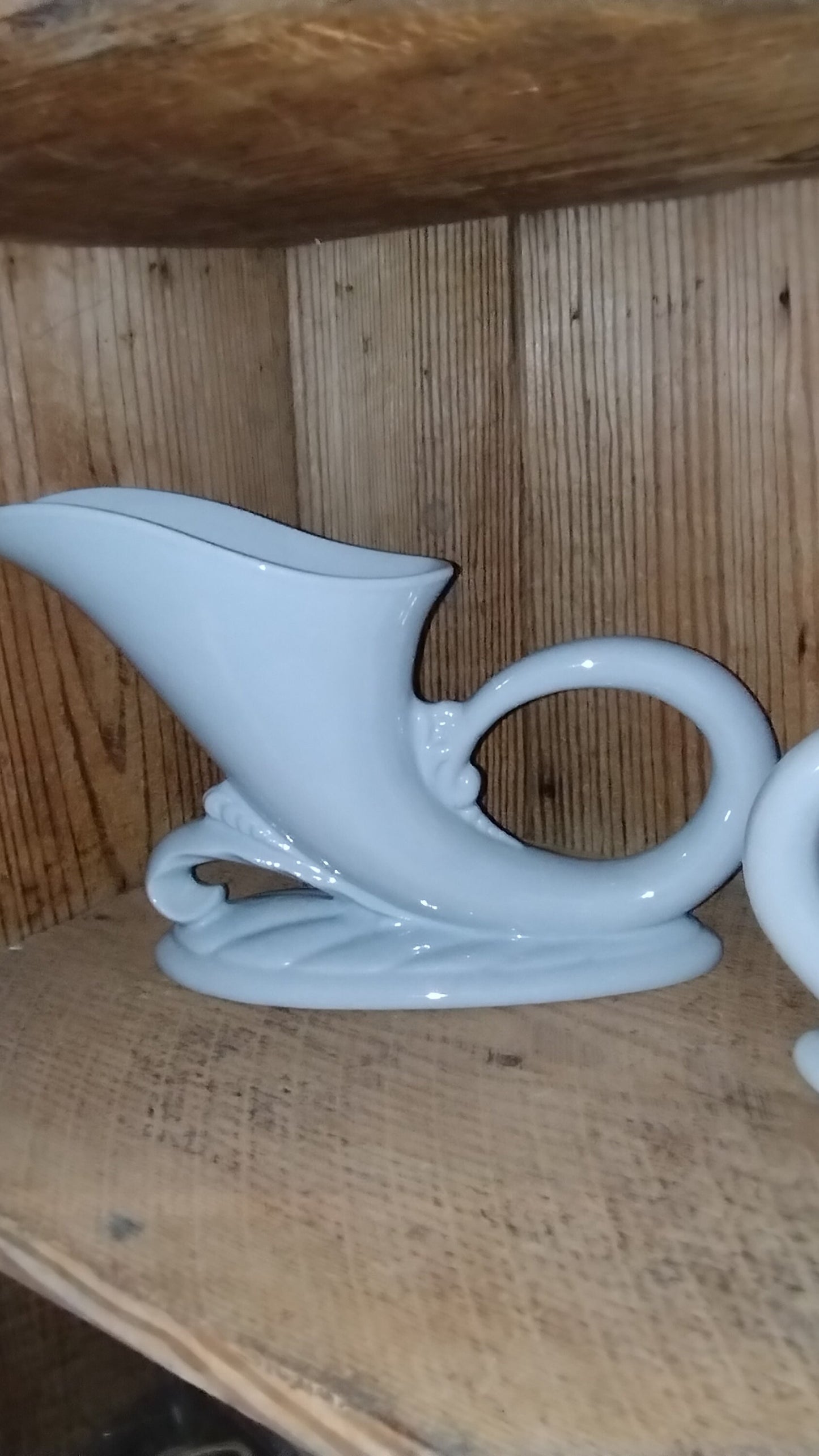 Vintage Set of 2 Cornucopia Ceramic Pottery Vases