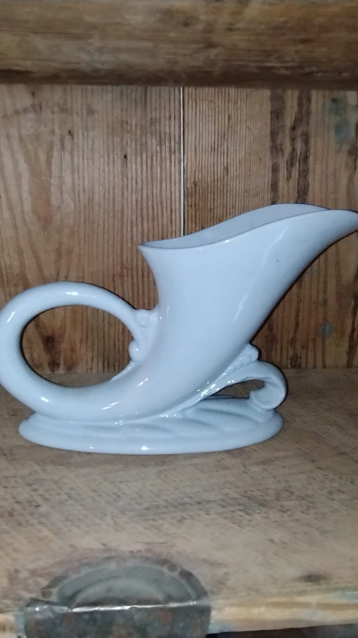 Vintage Set of 2 Cornucopia Ceramic Pottery Vases
