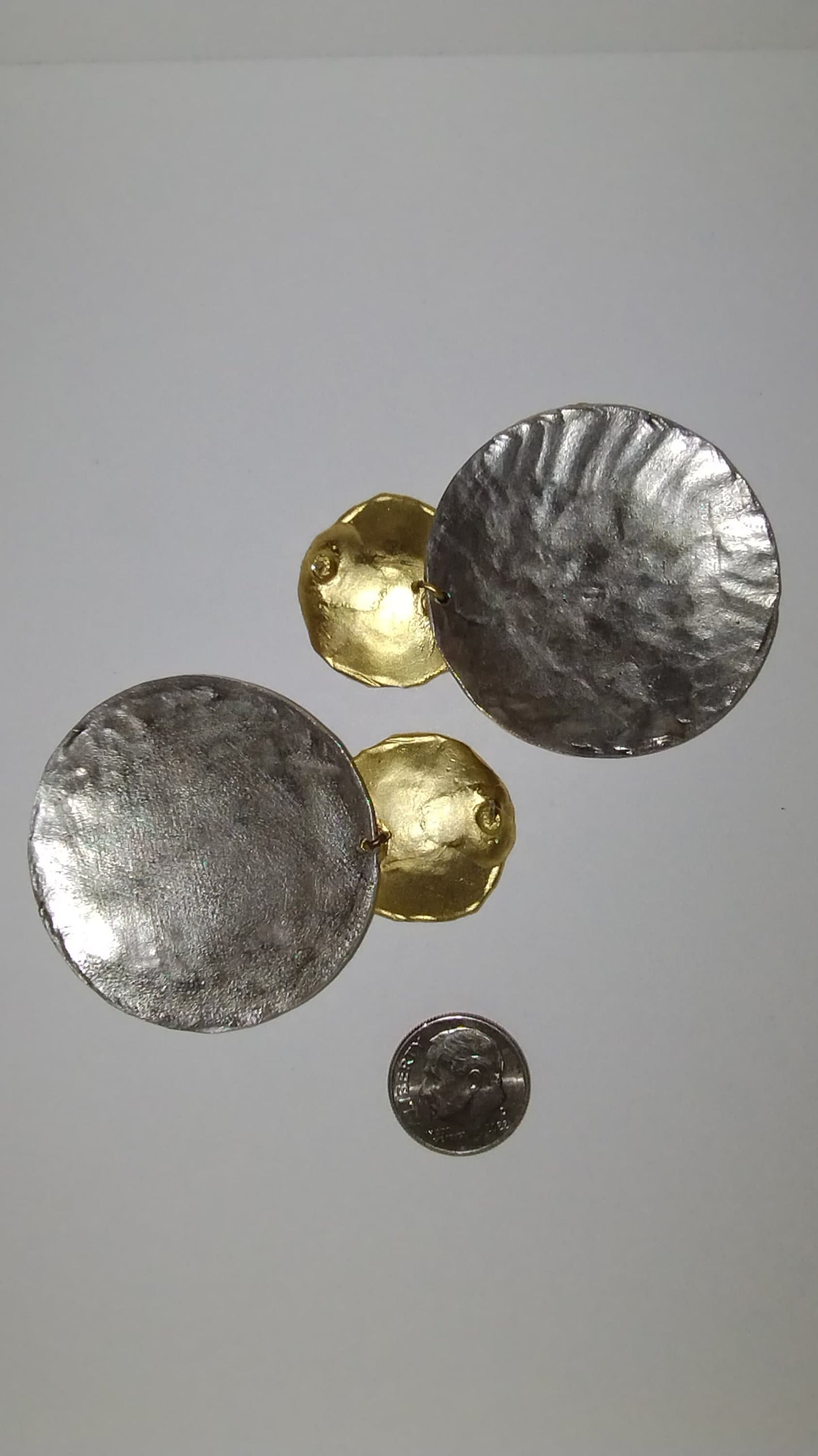 Hammered Dome Silvertone Earrings