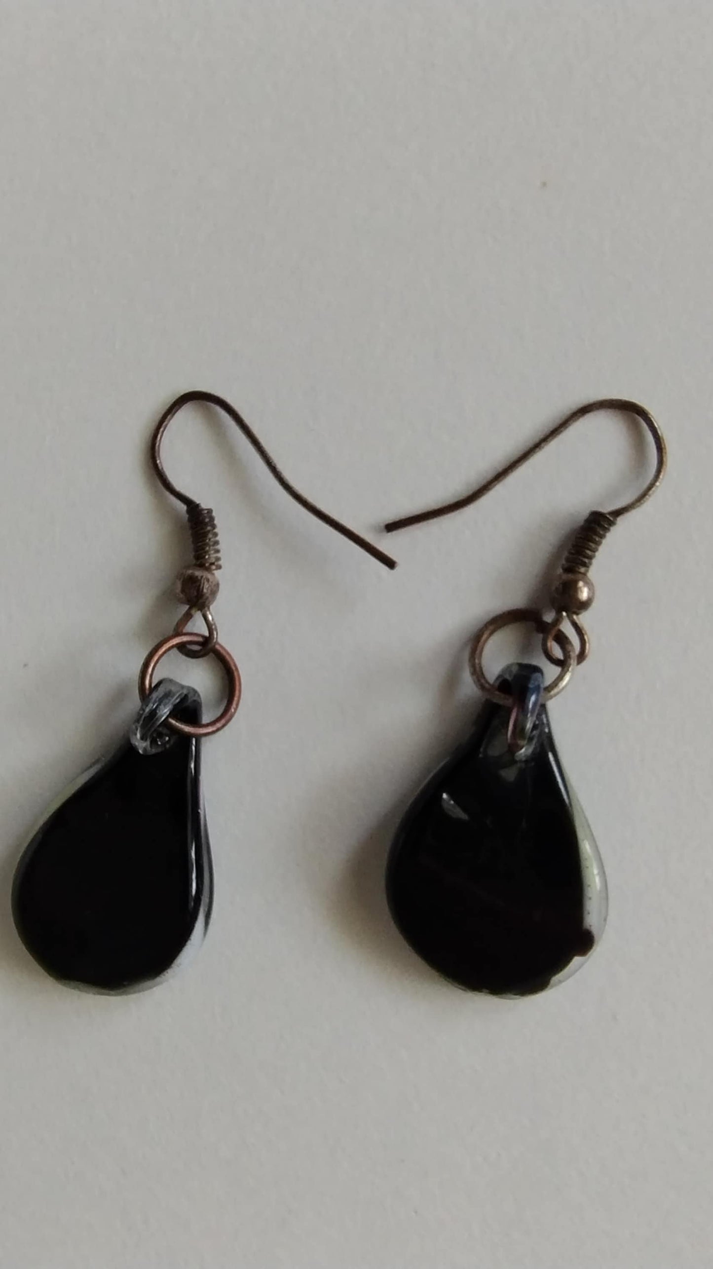 Murano Hand Blown Glass Black and White Earrings