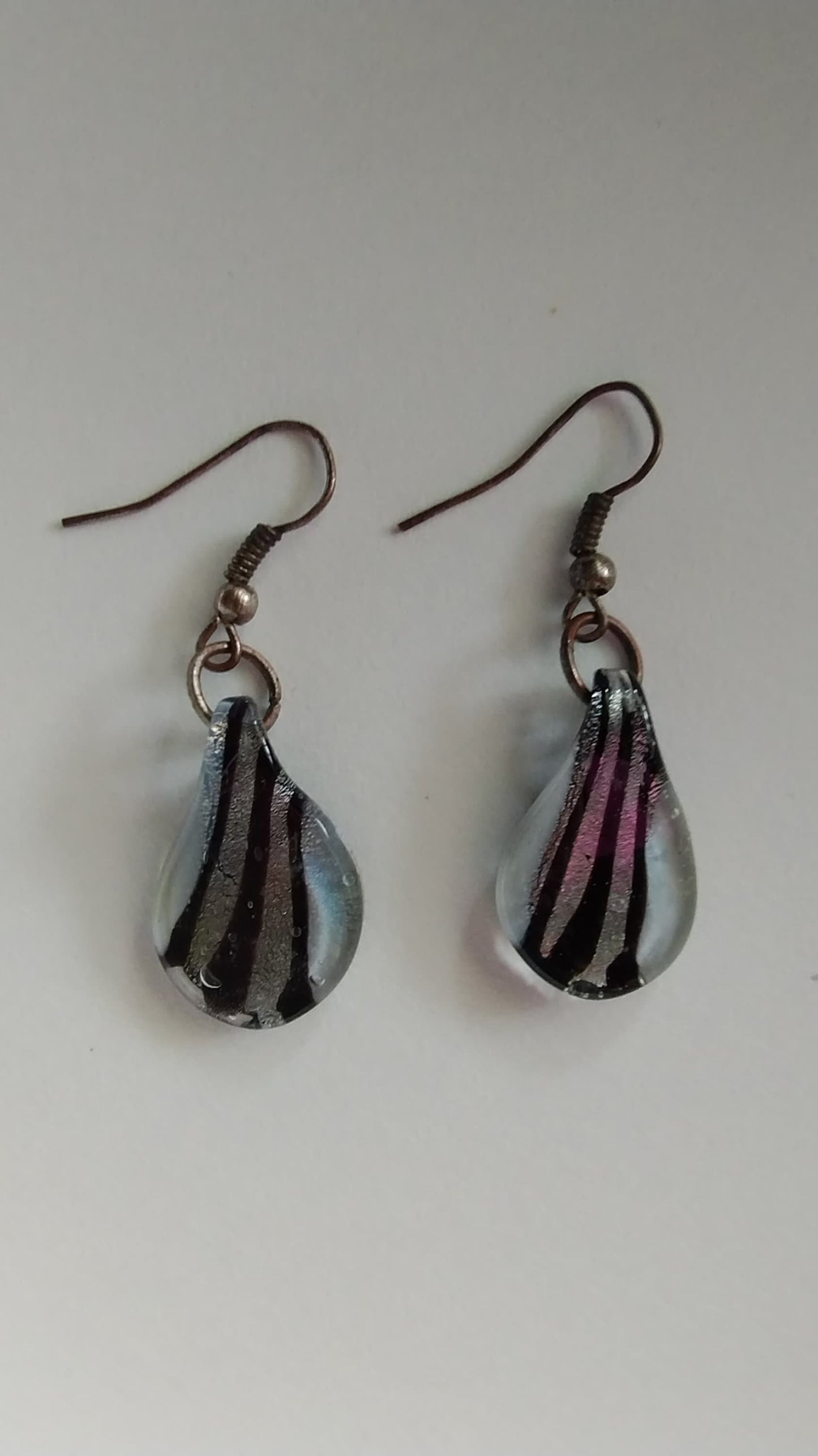 Murano Hand Blown Glass Black and White Earrings