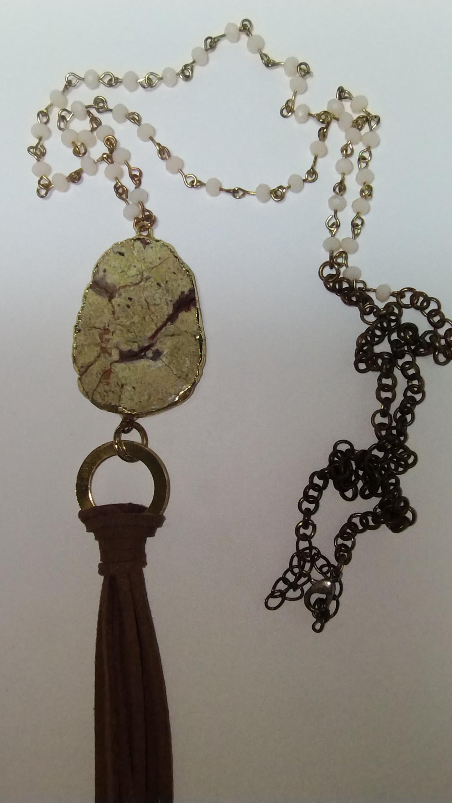Stone Necklace with Gold Edge