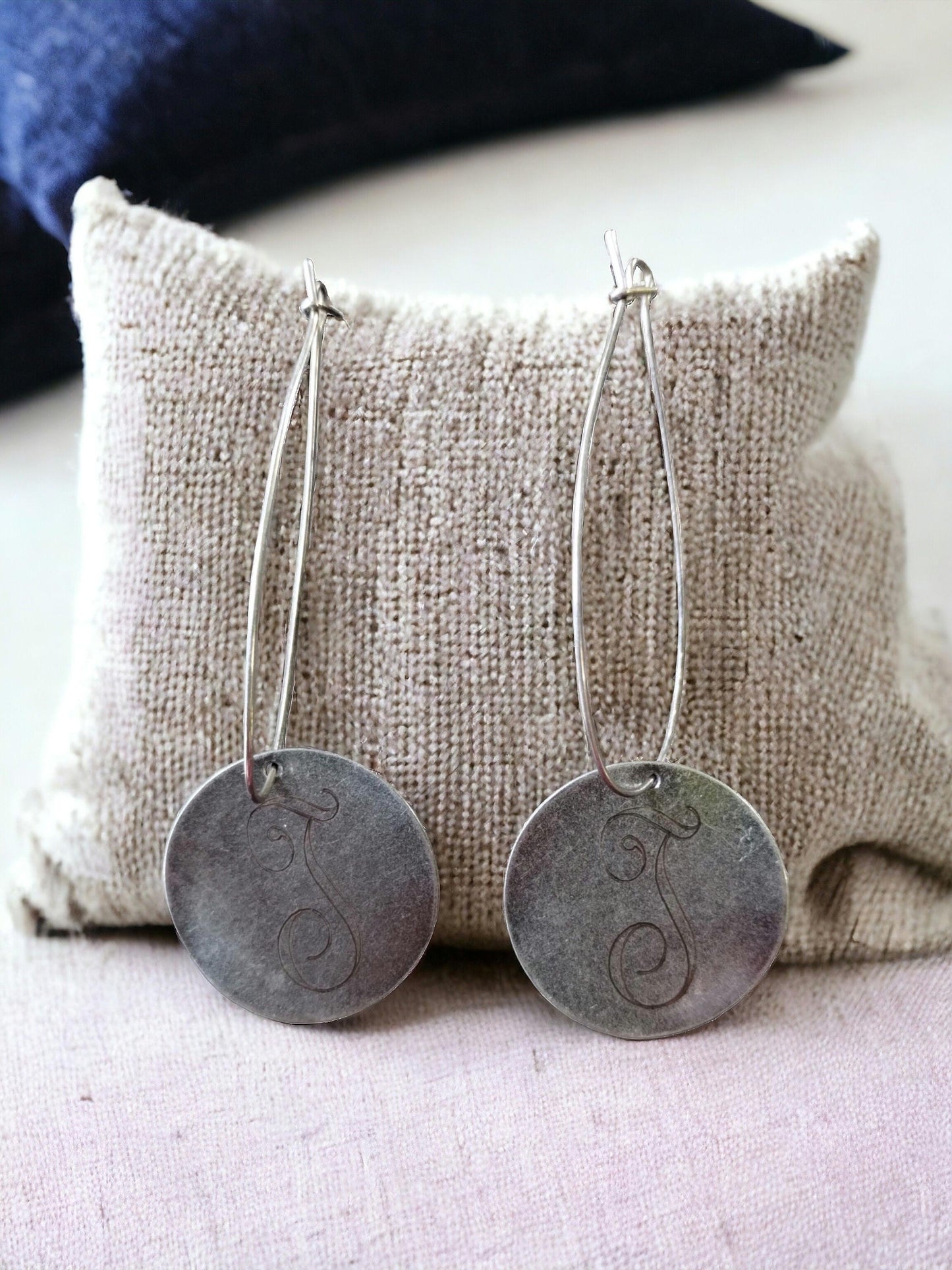 Monogrammed Initial Drop Earrings Letter J