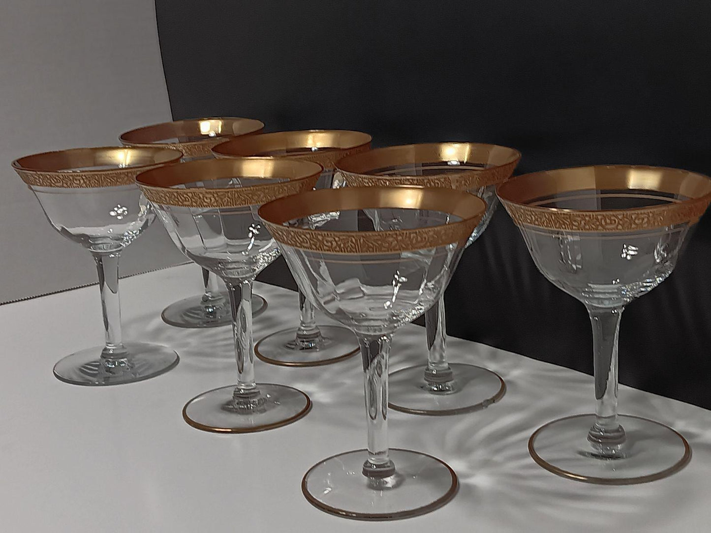 Tiffin Vintage Crystal & Gold Glasses Set of 7