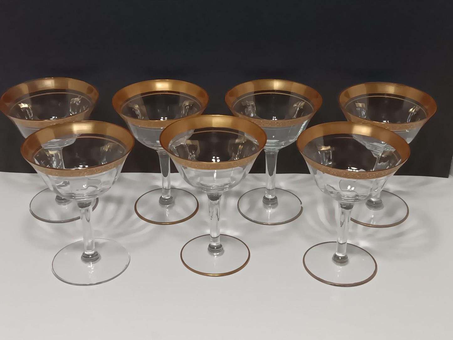 Tiffin Vintage Crystal & Gold Glasses Set of 7
