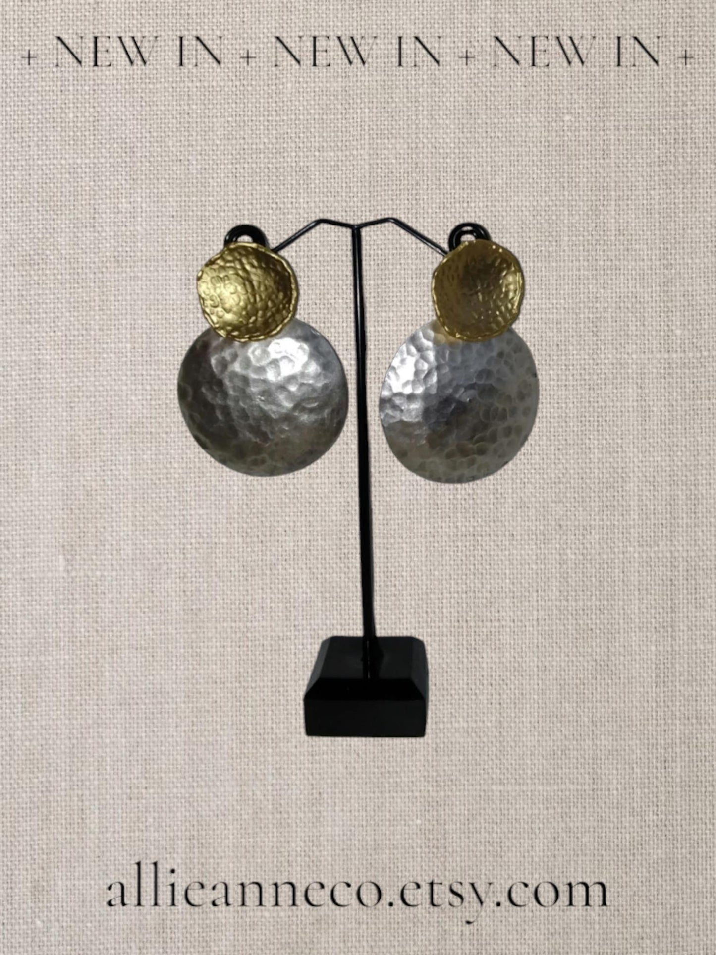 Hammered Dome Silvertone Earrings