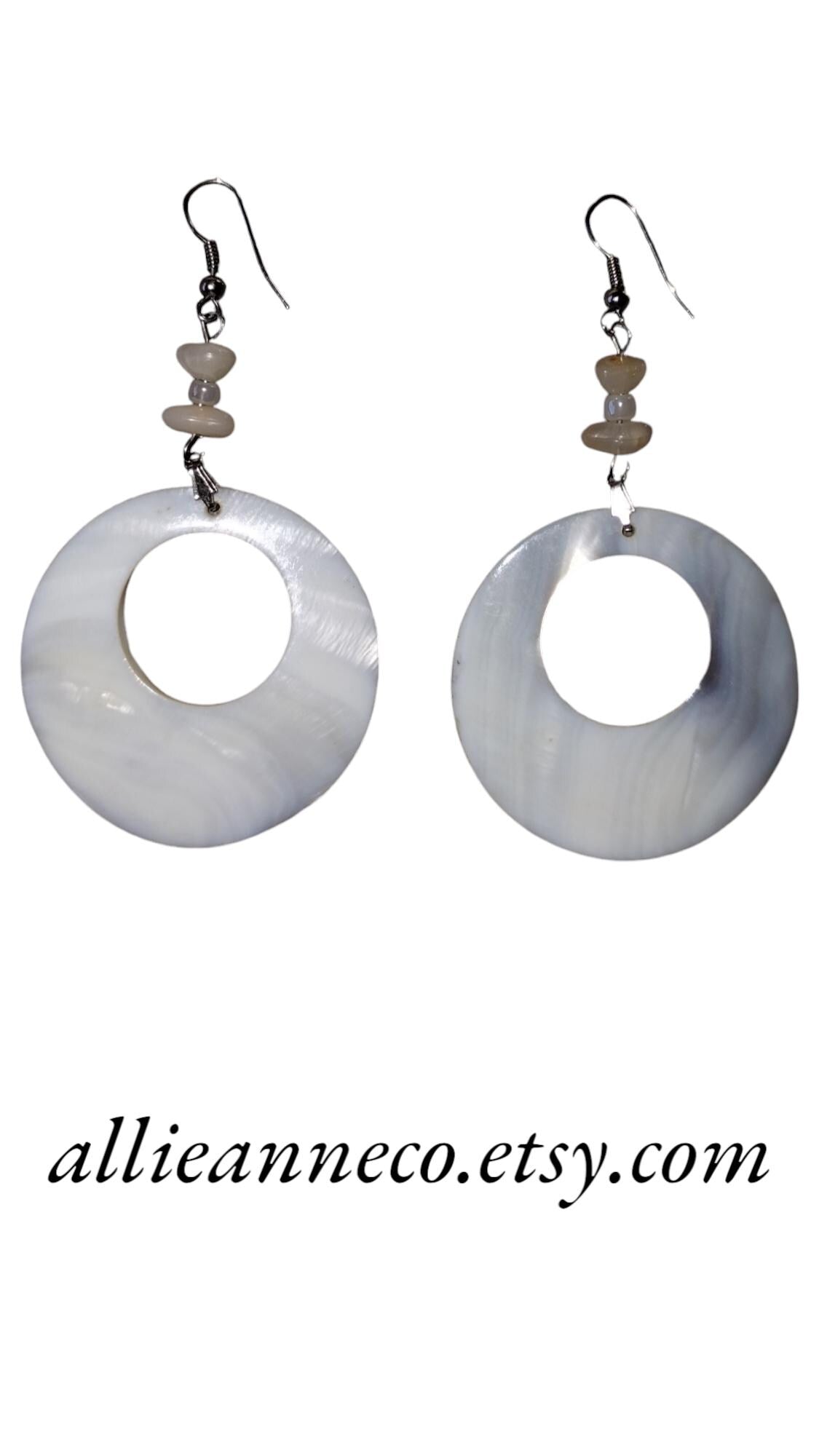 White Dangle Earrings Mother of Pearl
