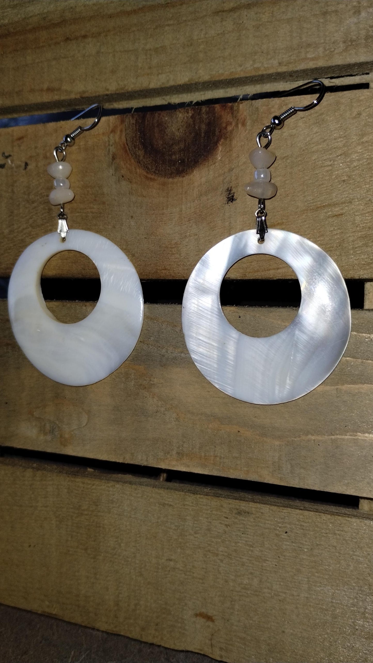 White Dangle Earrings Mother of Pearl