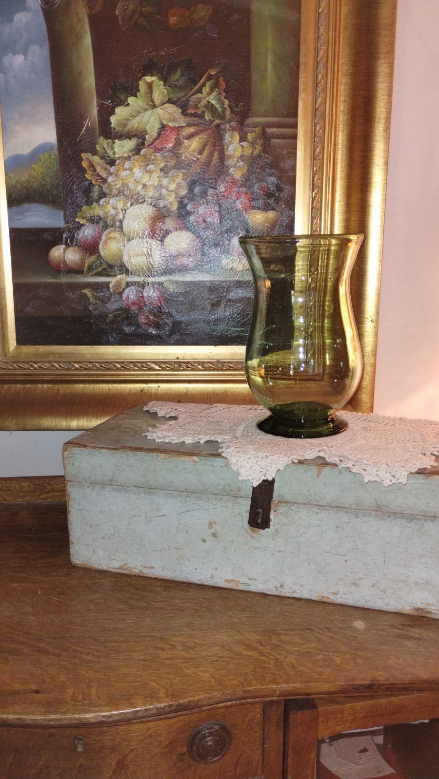 Green Blown Glass Footed Vase