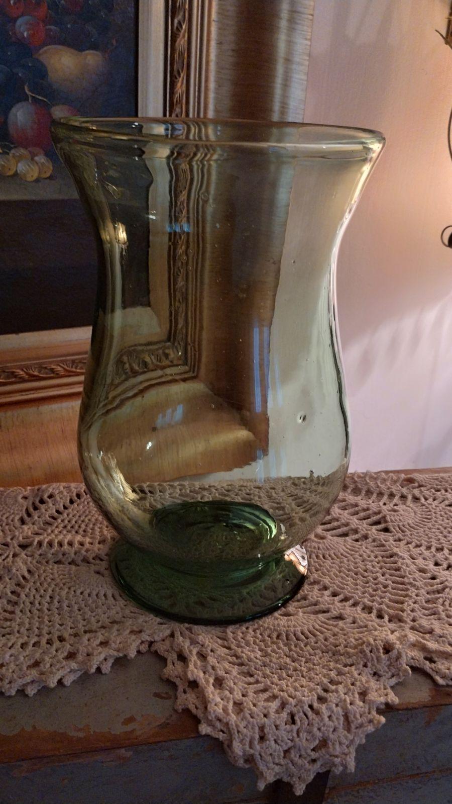 Green Blown Glass Footed Vase