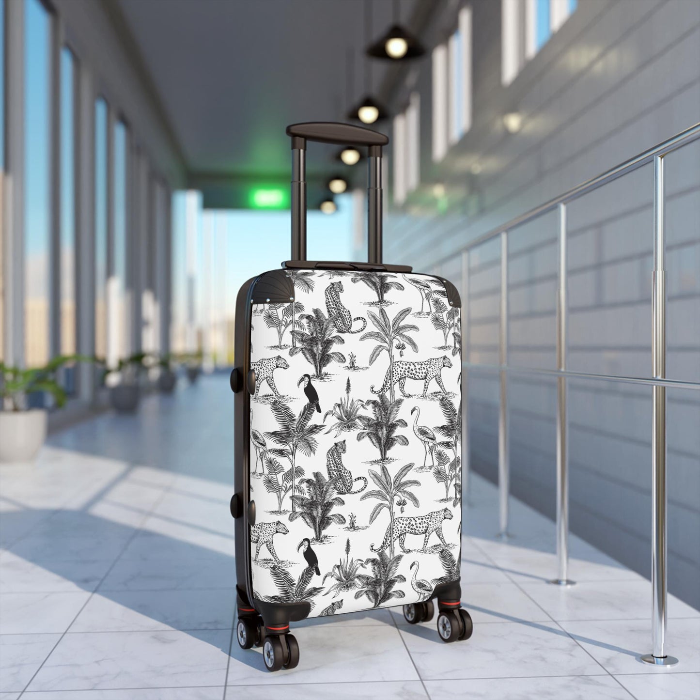 Suitcases, White Animal Print Travel Luggage, Leopard Print Suitcase, Cheetah Pattern Carry On Bag, Vacation Accessories, Stylish Travel