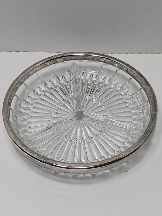 Crystal & Silver Serving Dish by Leonard of Italy