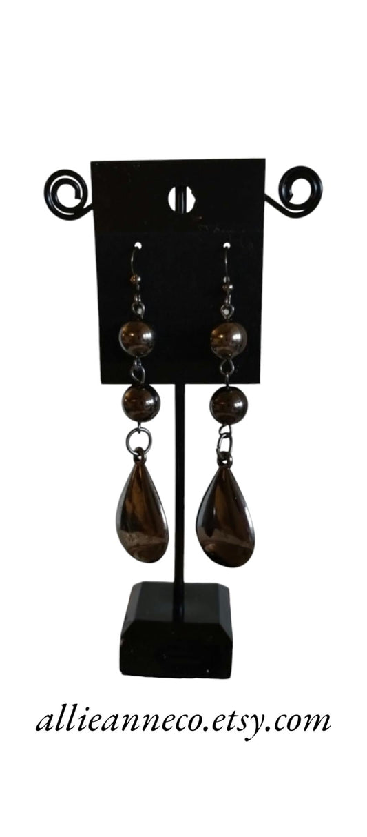 Black Teardrop Long Dangle Earrings