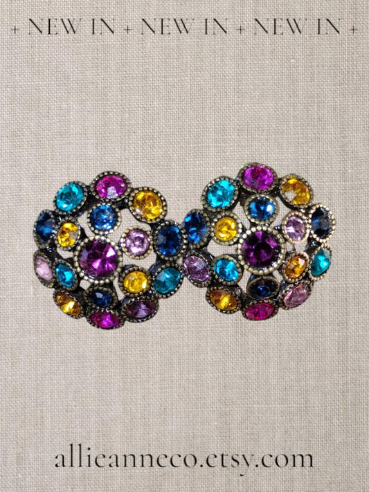 Vintage Rhinestone Multicolor Earrings