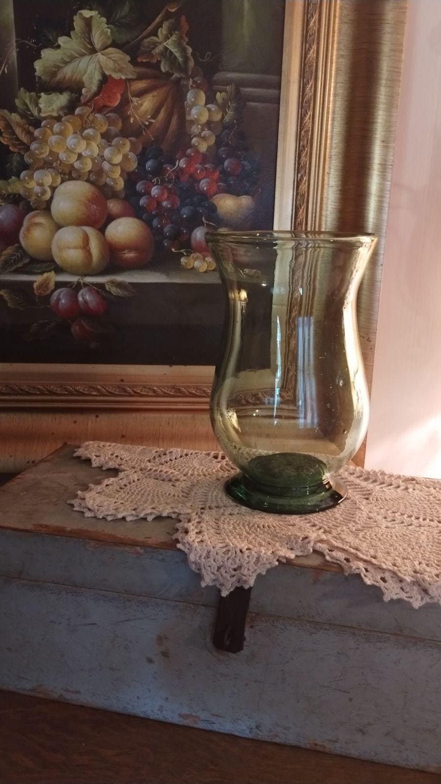 Green Blown Glass Footed Vase