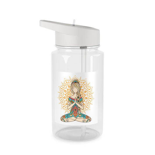 Yoga Water Bottle, Exercise Hydration Flask for Gym, Tritan Hiking Container, BPA Free Reusable Bottle, Sports Drinkware